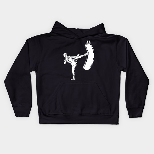 Kickbox Male Martial Artist Kids Hoodie by RosaliArt